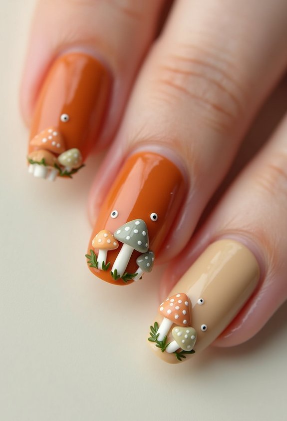 cute mushroom fall toadstools nails