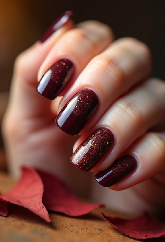 deep burgundy autumn nail art