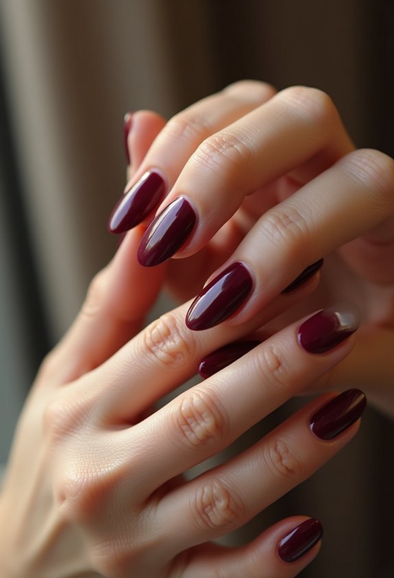 deep burgundy glossy autumn nails