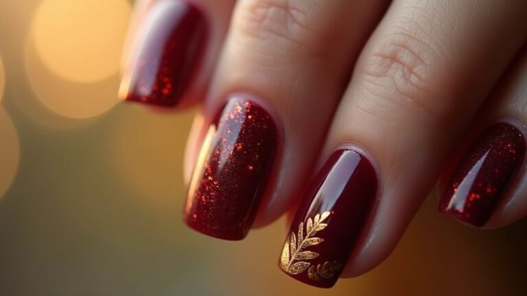 deep dark red autumn nails