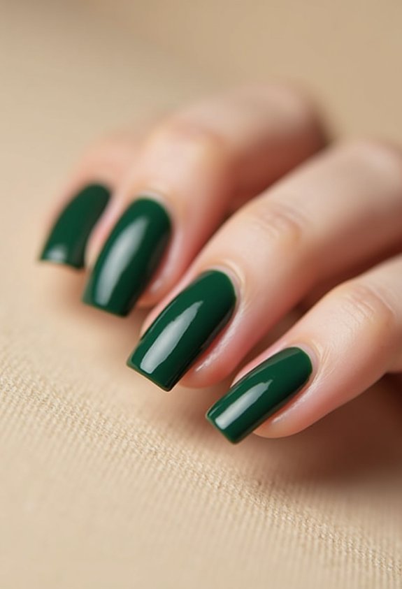 deep forest green minimal nails