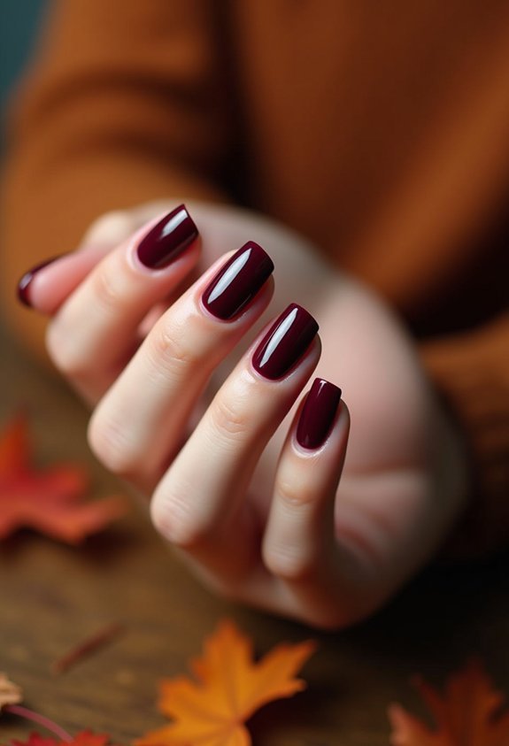 deep oxblood fall manicure