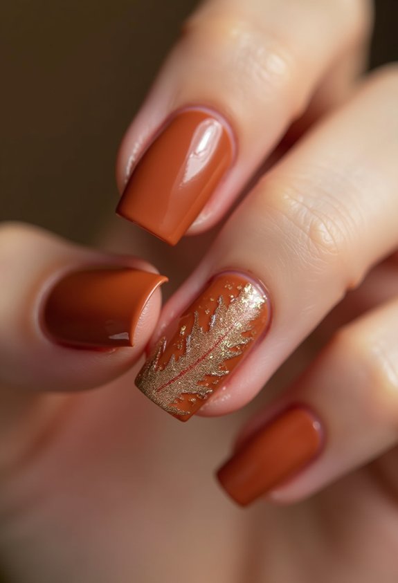 delicate burnished gold leaf nails