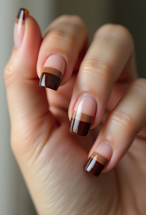 double brown curved french tips