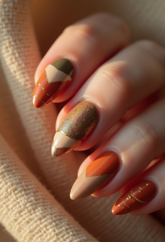 earthy geometric boho nails