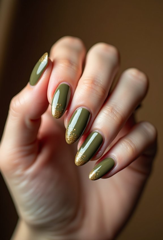 earthy olive almond fall nails