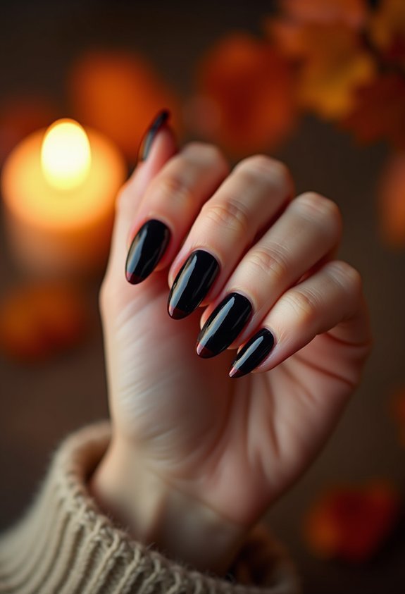elegant black burgundy french tips