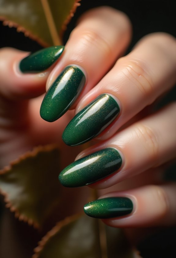 emerald to pine ombre nails