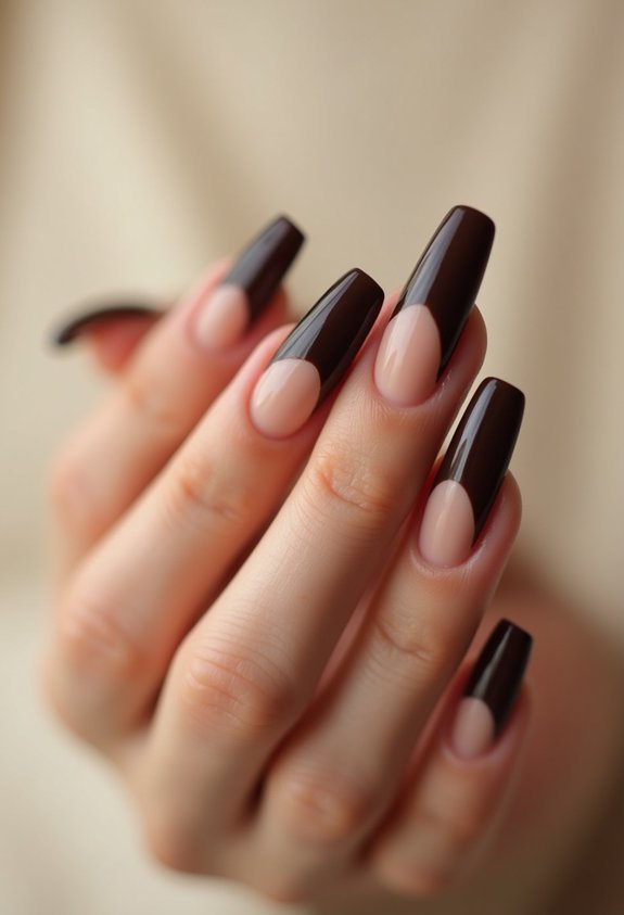 espresso brown coffin french tips