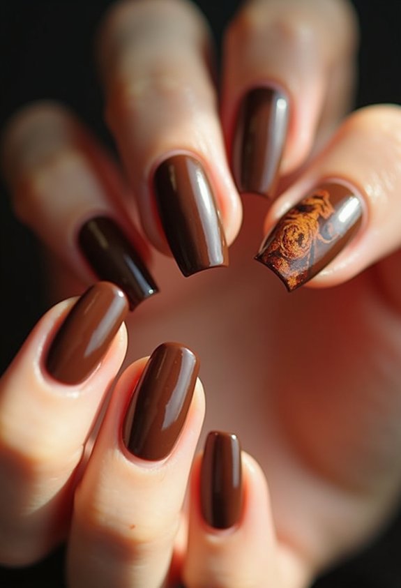 espresso brown minimal nails