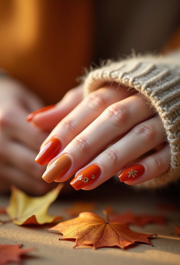fine line autumn leaf accents