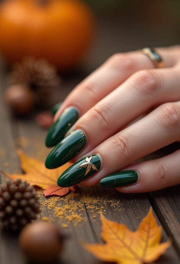 forest green autumn nail shine