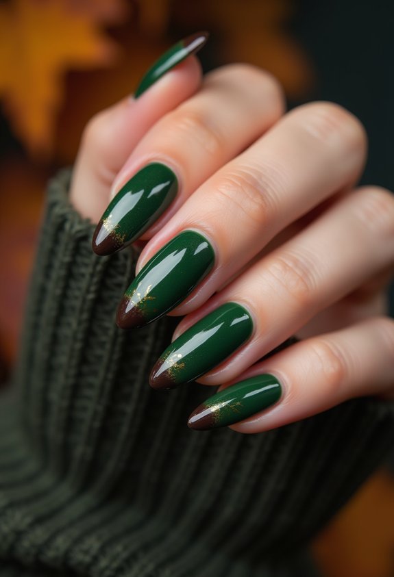 forest green chocolate nails