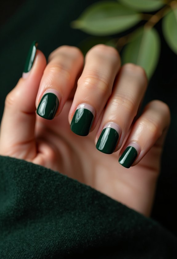 forest green micro french tips
