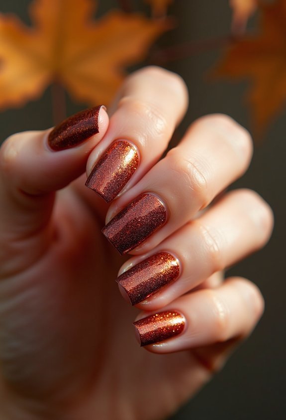 full coverage autumn glitter nails