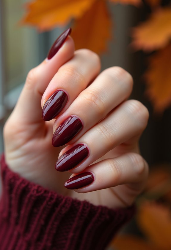 glassy deep burgundy fall nails