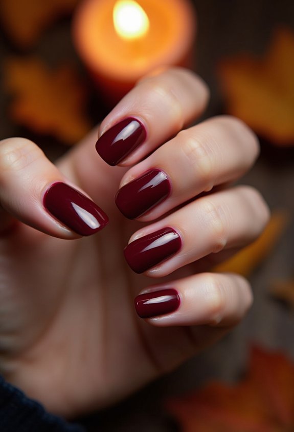 glassy oxblood high shine nails