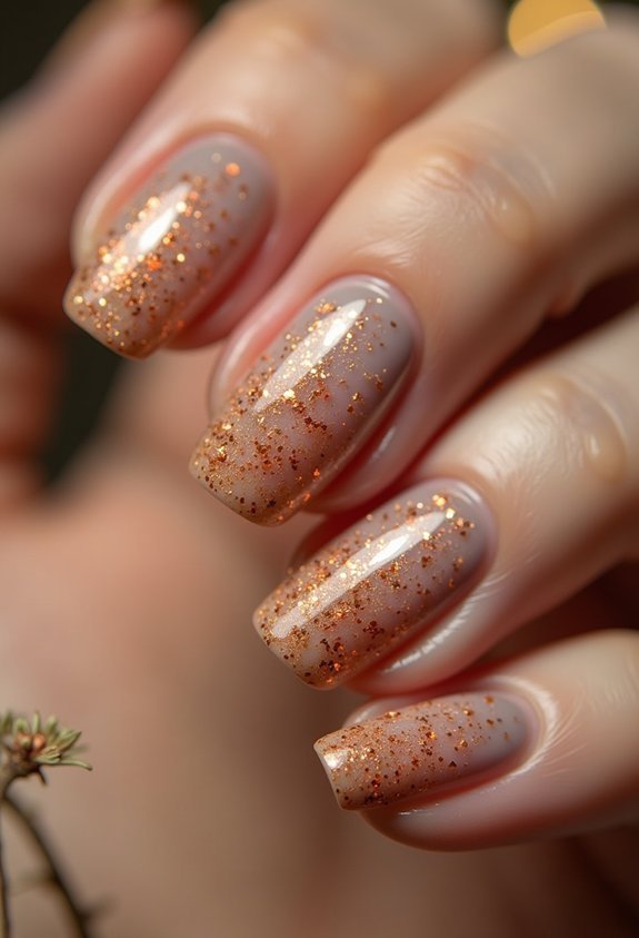 glitter leaf accents on nude