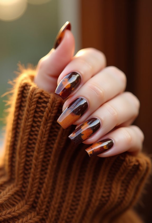 glossy amber tortoiseshell nails