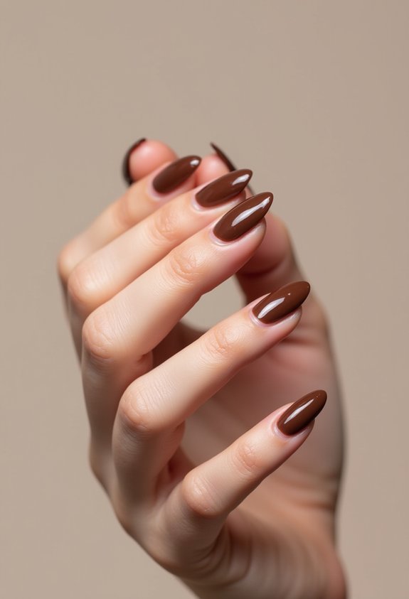 glossy chocolate french tips