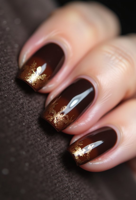 glossy espresso brown manicure