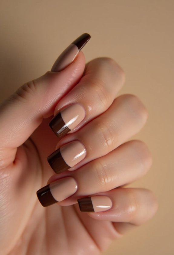 glossy matte chocolate french tips