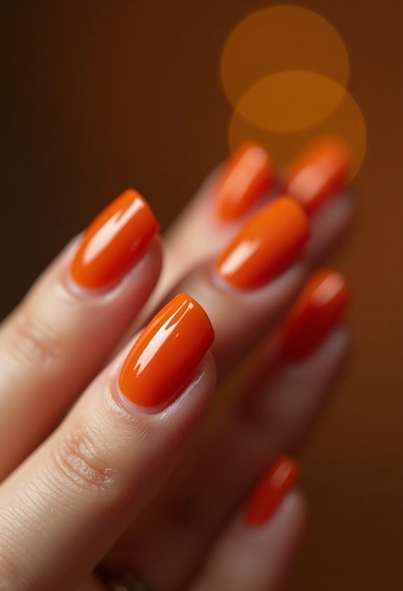 glossy orange fall nail shine