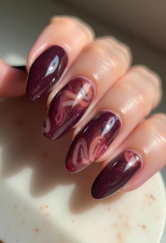glossy plum jewel autumn nails