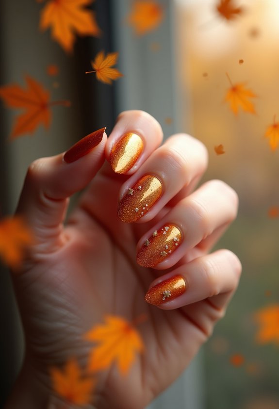 golden leaf autumn manicure elegance