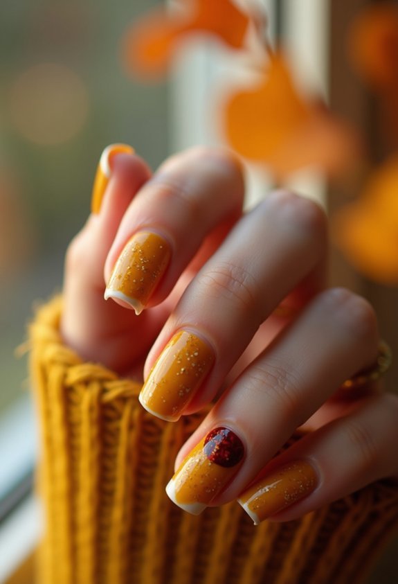 golden mustard autumn nail glow