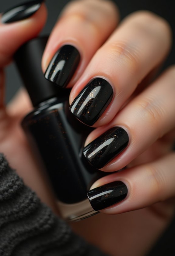 high shine glossy black nails