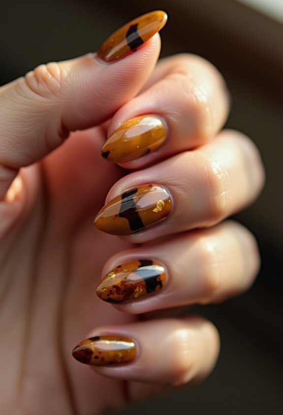 honey caramel espresso tortoise nails