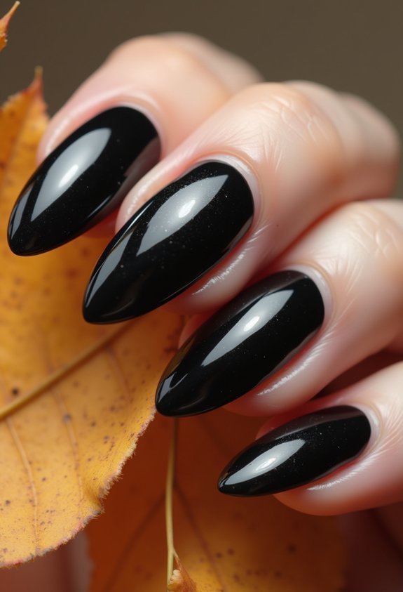 liquid metal black chrome nails