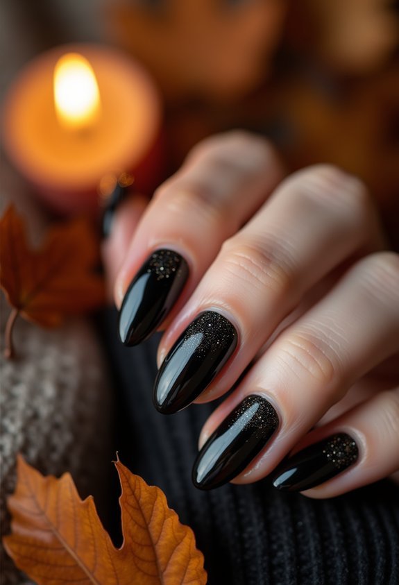 matte and glossy black nails