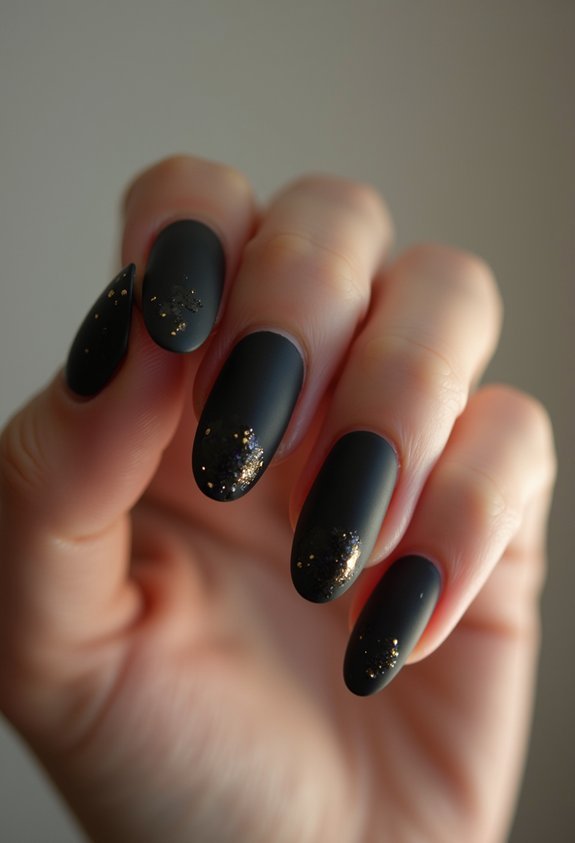 matte black gold accent oval