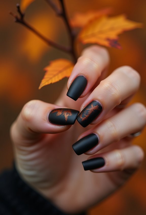 matte black rust french tips