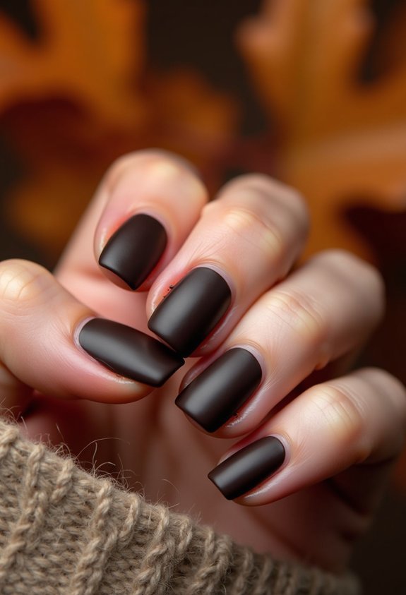 matte espresso brown autumn nails
