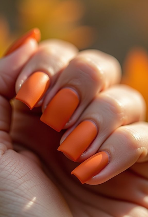 matte orange autumn nail