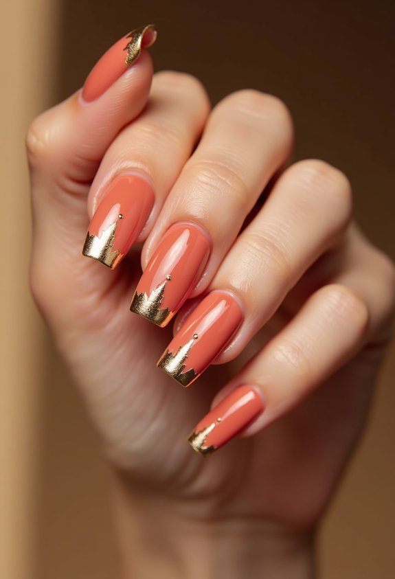 metallic gold french tip accents
