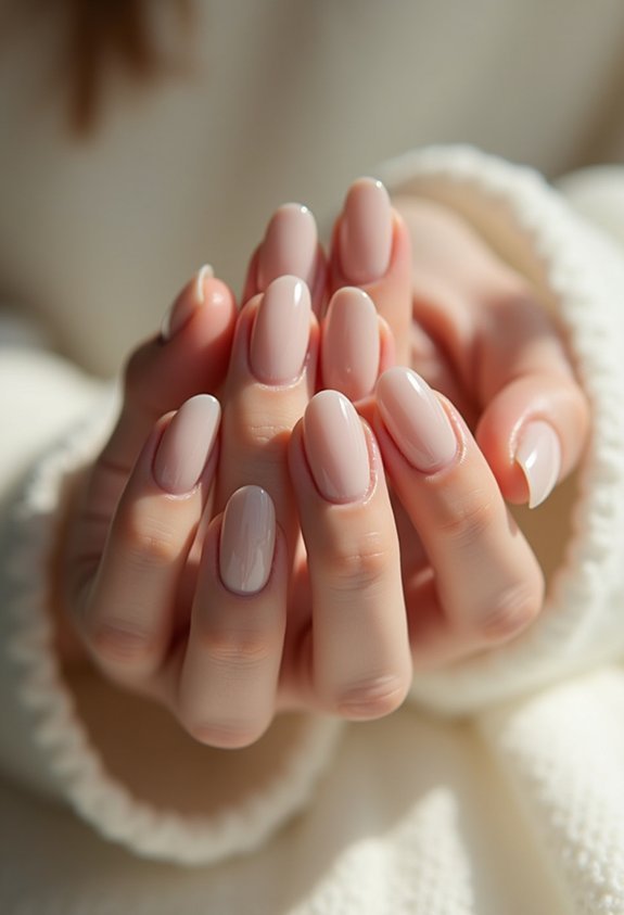minimal fall leaf oval nails