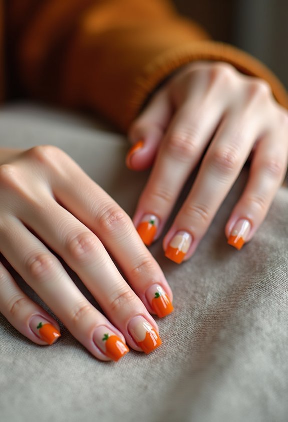 minimal pumpkin accent nails