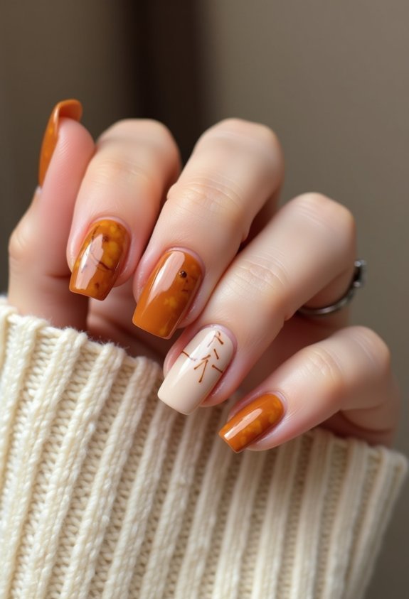 minimalist amber tortoiseshell nails