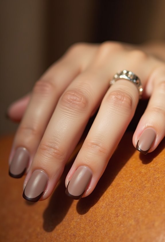 minimalist brown french tips