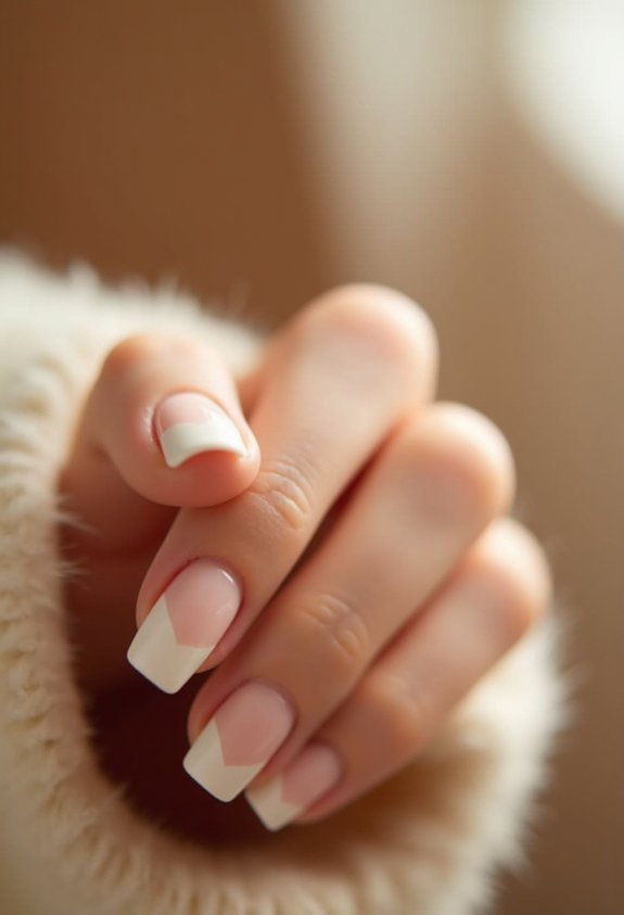 minimalist cream french tips