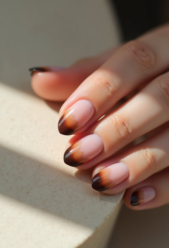 minimalist leaf french manicure
