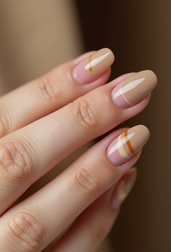 minimalist mixed color almond nails