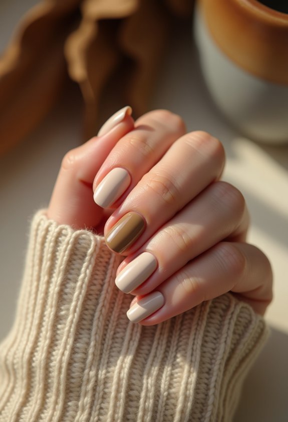 minimalist neutral autumn nail look