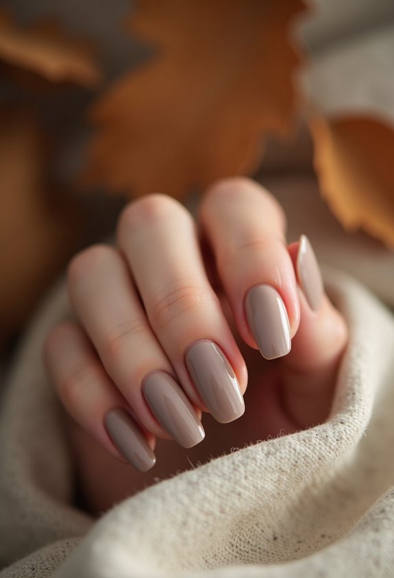 minimalist taupe brown fall nails