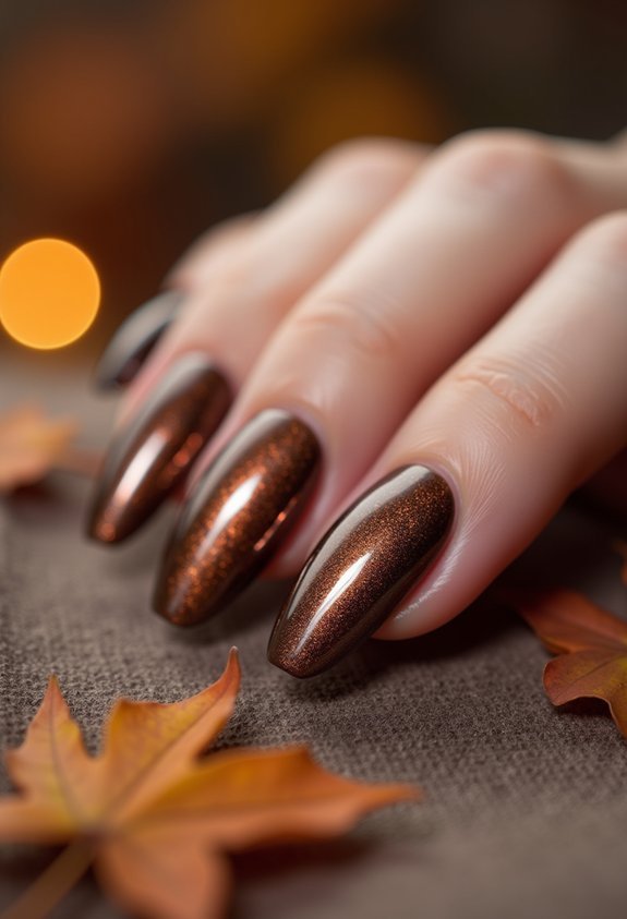 mocha glazed chrome mirror nails