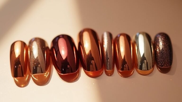 modern autumn fall chrome nails